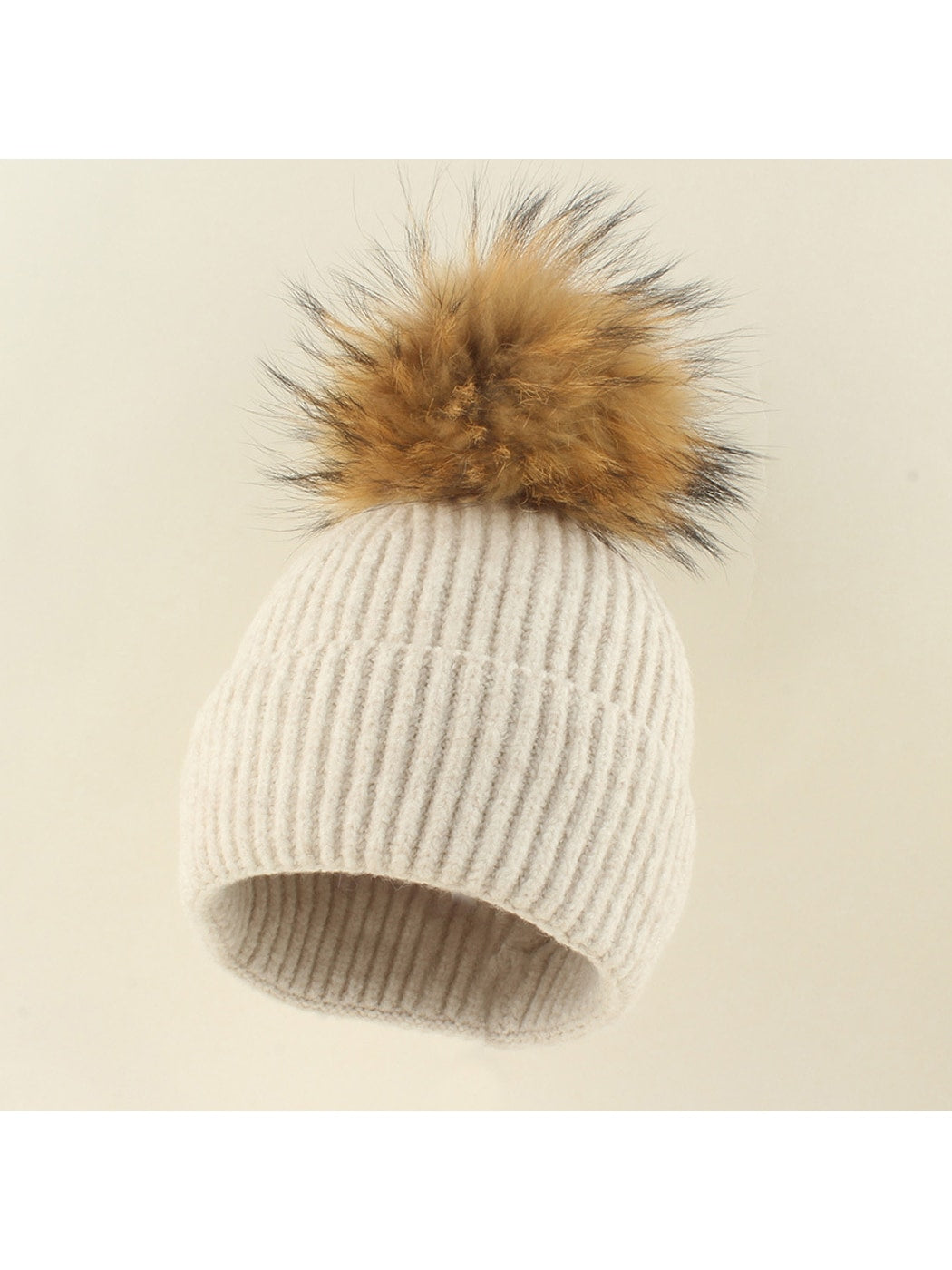 Haila - Brimless Ribbed Pom Pom Winter Knit Beanie