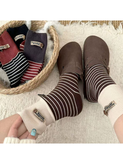Rufia - Urban Casual Tag Stripe Crew Socks