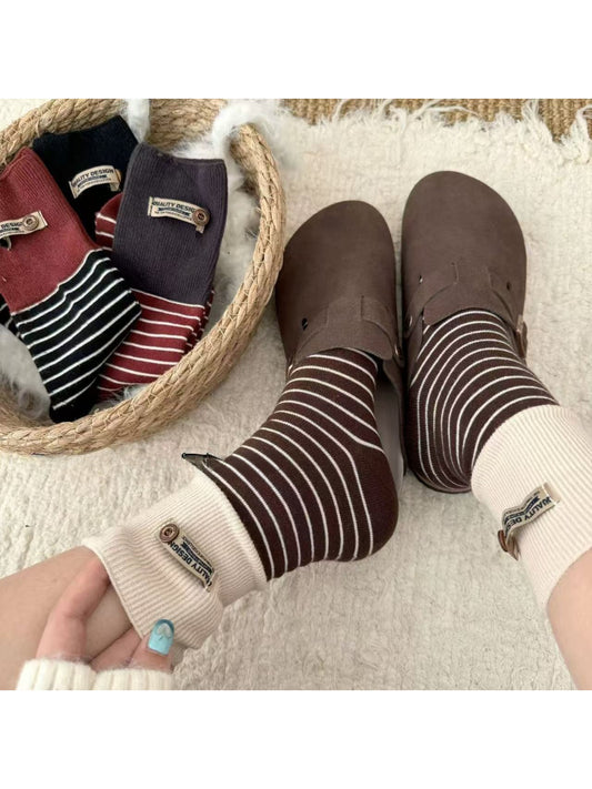 Rufia - Urban Casual Tag Stripe Crew Socks