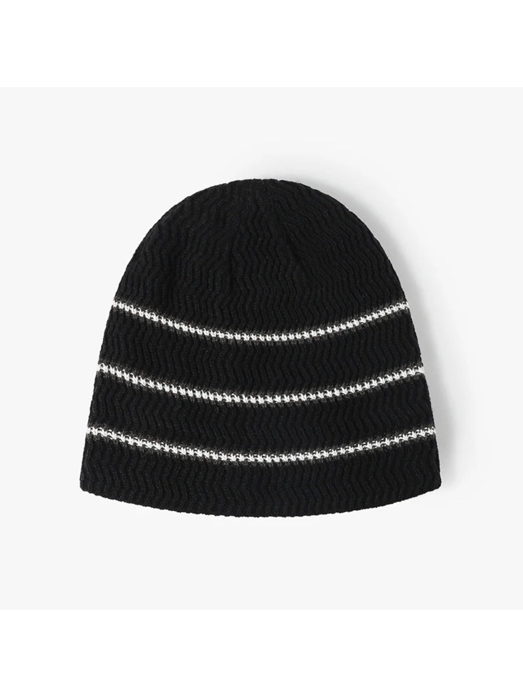 Haila - Contrast Stripe Fleece-Lined Knit Beanie