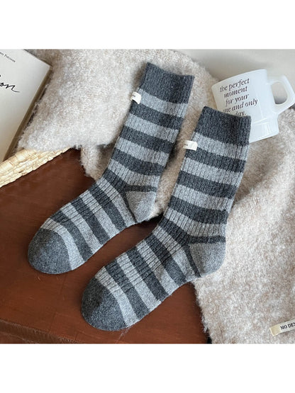 Rufia - Soft Winter Stripe Knit Crew Socks