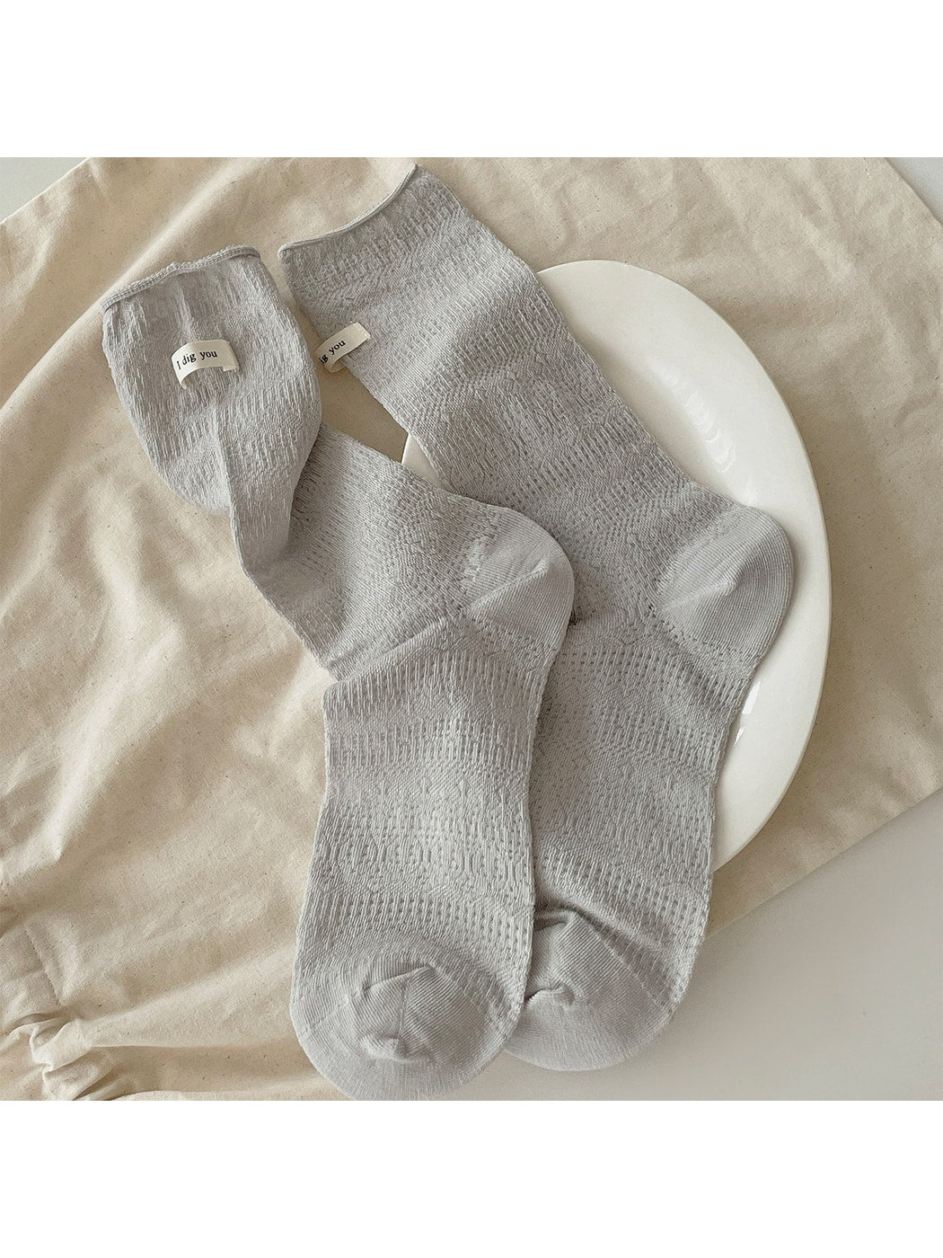 Rufia - Minimal Hollow Out Casual Crew Socks