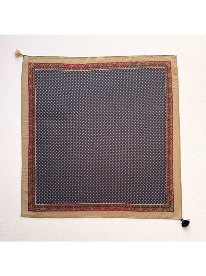 Scarvii - Retro Tiny Print Tassel Square Scarf