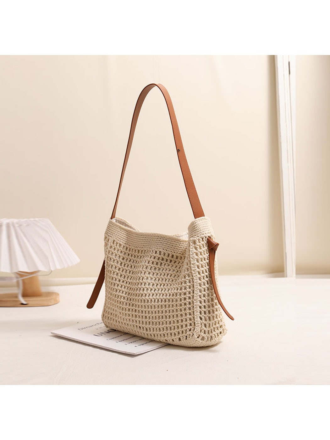 Cosbai - Woven Magnetic Closure Shoulder Bag