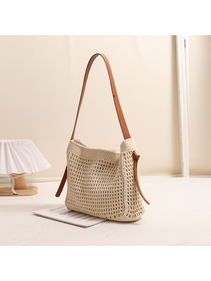 Cosbai - Woven Magnetic Closure Shoulder Bag