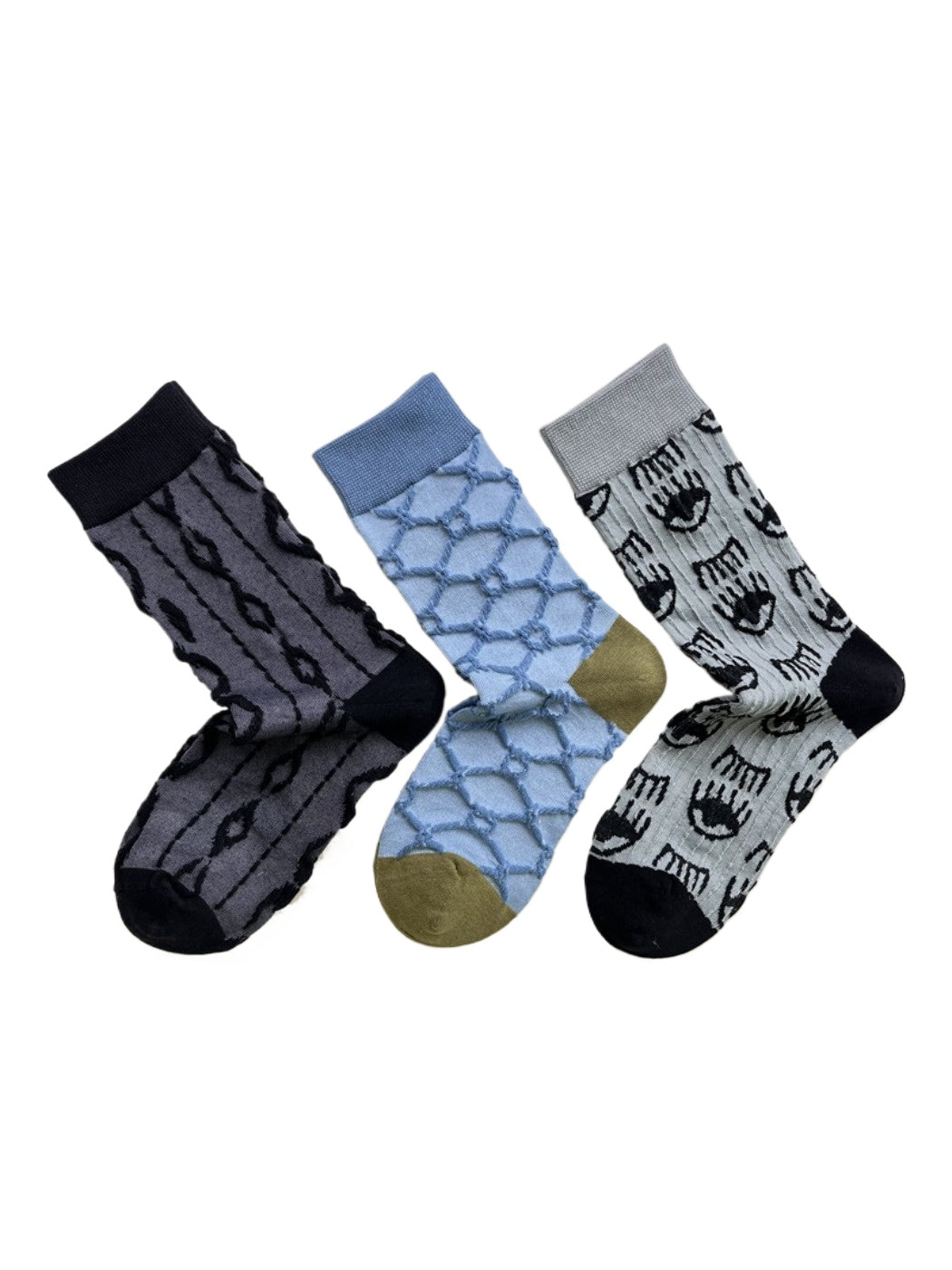 Rufia – Geometric Embossed Mid-Calf Socks