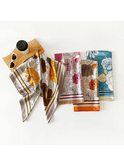 Scarvii - Retro Bloom Color Block Square Scarf