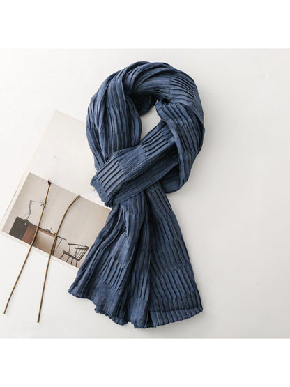 Scarvii - Textured Pleated Finish Long Scarf