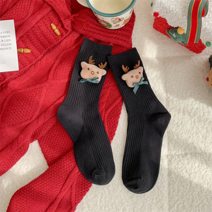 Rufia - Christmas Cartoon Pattern Mid-Calf Socks