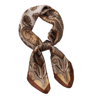 Scarvii - 27.5" Paisley Print Square Scarf - Classic& Elegant