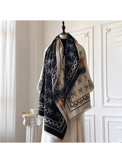 Scarvii – Vintage Bow Pattern Winter Scarf & Shawl