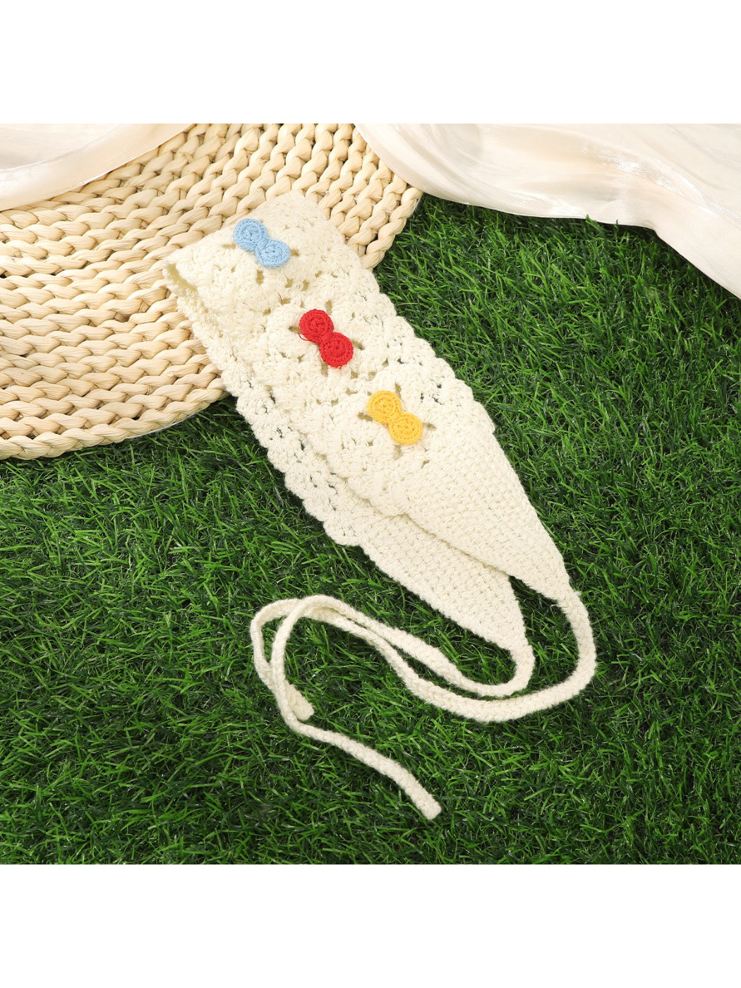 Scarvii Crochet Cherry Detail Tie Hair Scarf