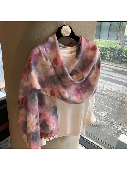 Scarvii - Floral Print Layering Shawl Scarf