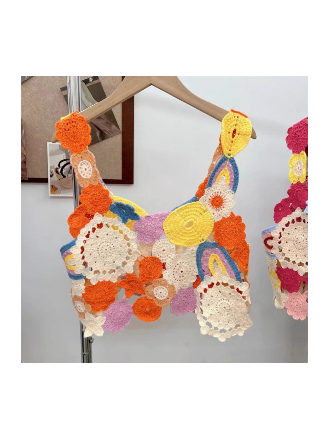 Crosa - Multicolor Crochet Flower Top Sweater