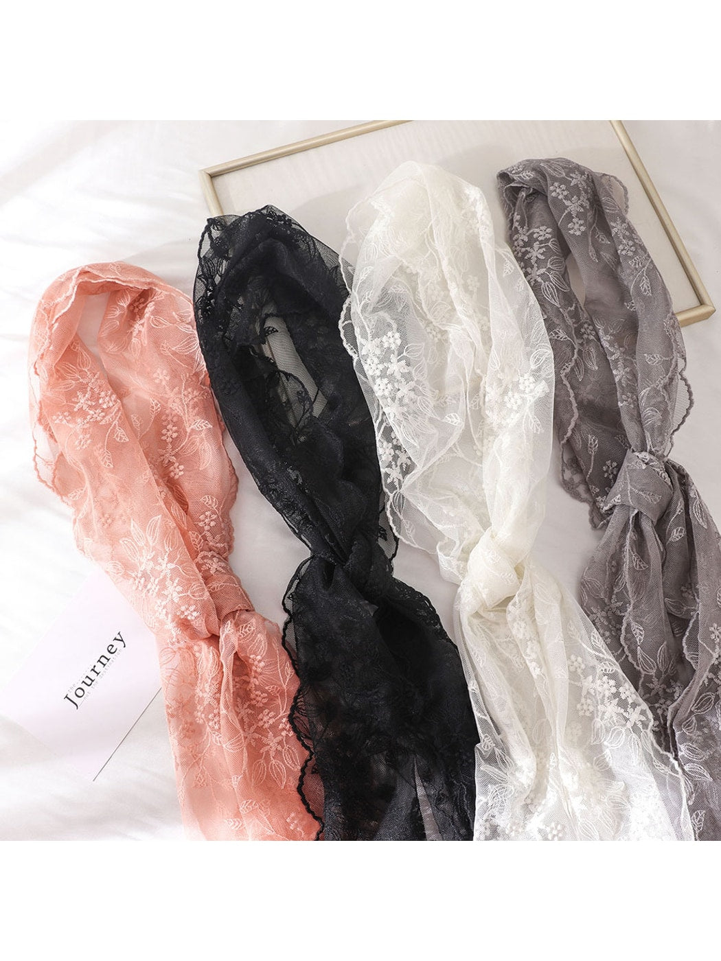 Scarvii - Floral Embroidered Decorative Long Scarf
