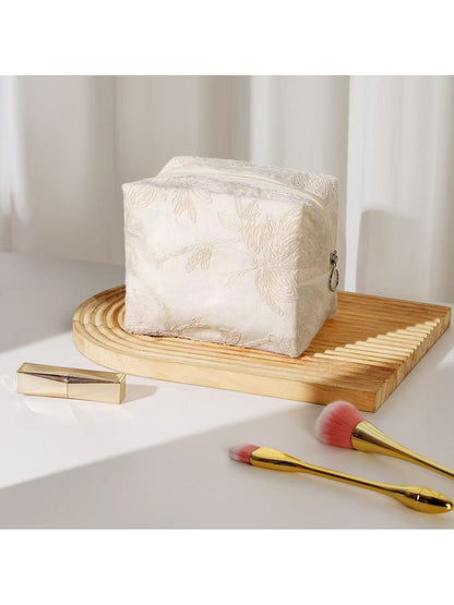 Cosbai - Floral Embossed Clutch Style Makeup Pouch