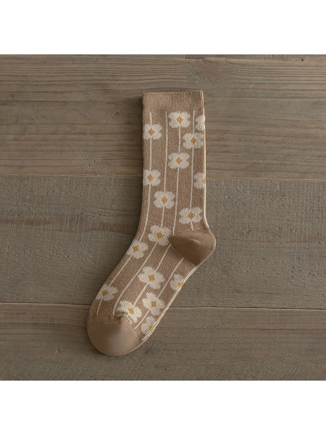 Rufia - Winter Mid-Calf Socks with Geometric & Floral Pattern