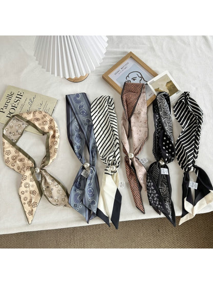 Scarvii - Chic Contrast Trim Narrow Scarf
