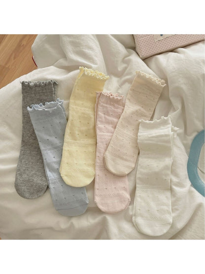 Rufia - Ruffle Cuff Hollow-Out Socks