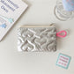 Cosbai - Quilted Heart Pattern Zip Pouch Bag