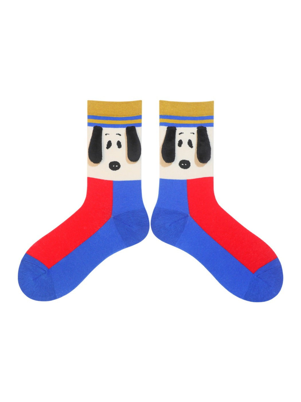 Rufia - Cute puppy pattern cuffed embroidered socks