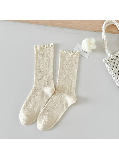 Rufia - Ruffle Trim Mesh Socks