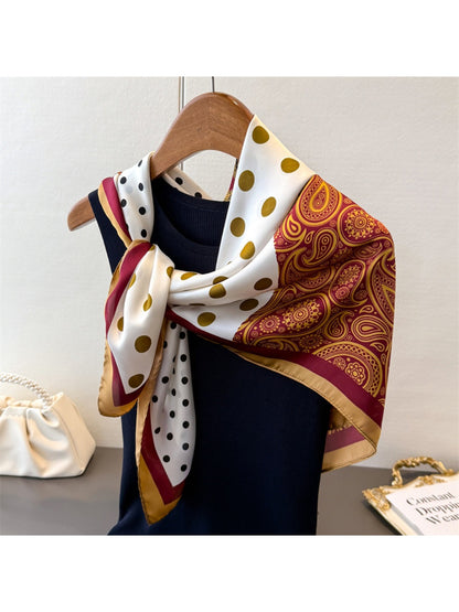 Scarvii - Square Scarf with Paisley & Dots Print