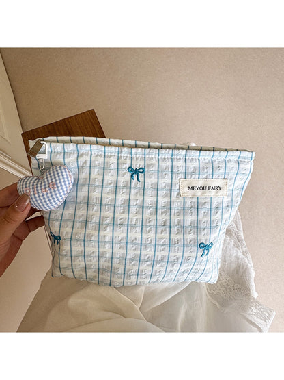 Cosbai - Women's Plaid Zippered Cosmetic Bag
