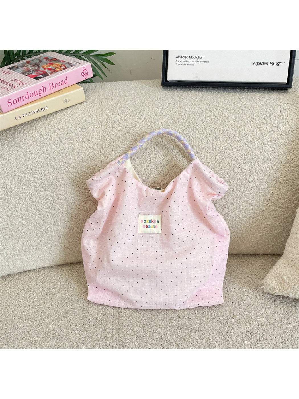 Close-up of floral patchwork pattern on Cosbai Soft Floral Patchwork Everyday Tote