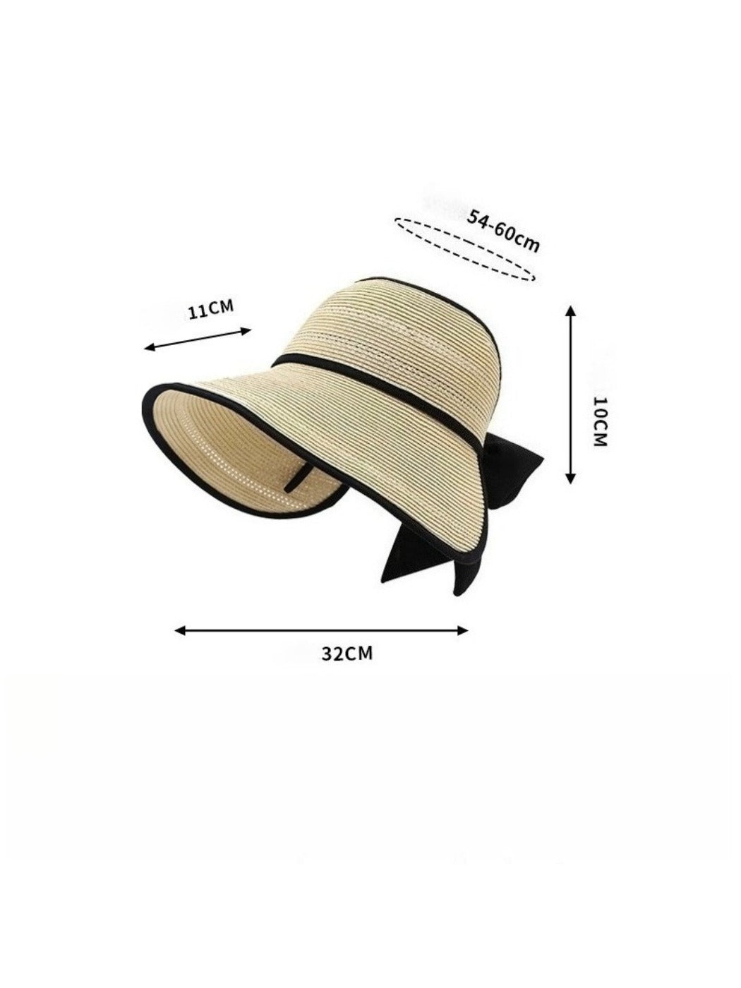 Haila - Open Top Bow Accent Wide Brim Visor Cap