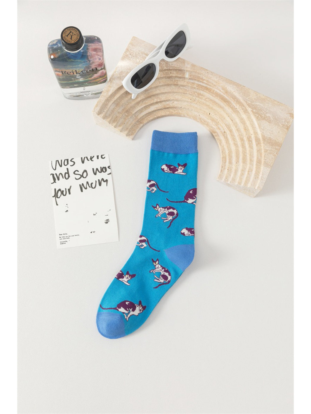 Rufia - Playful Cartoon Cat Pattern Socks