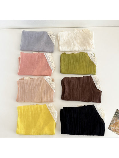 Scarvii - Lace Trim Crinkle Neck Scarf
