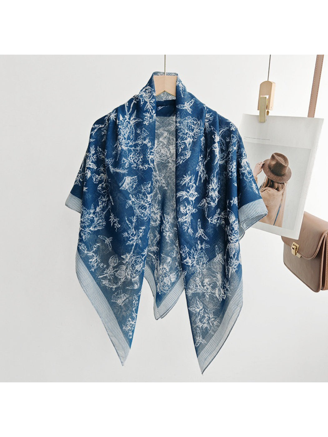 Scarvii Botanical Floral Line Art Square Scarf