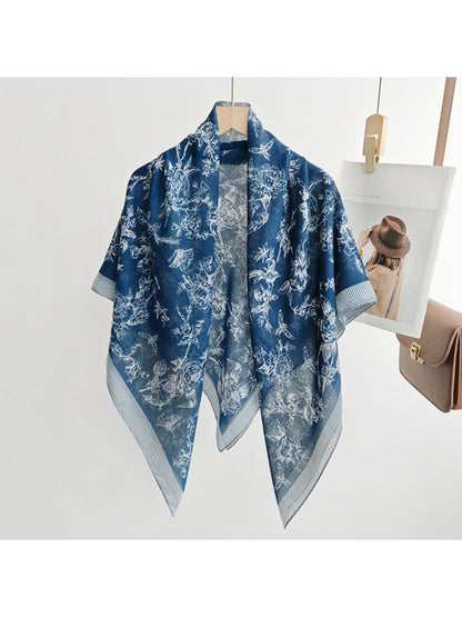 Scarvii Botanical Floral Line Art Square Scarf