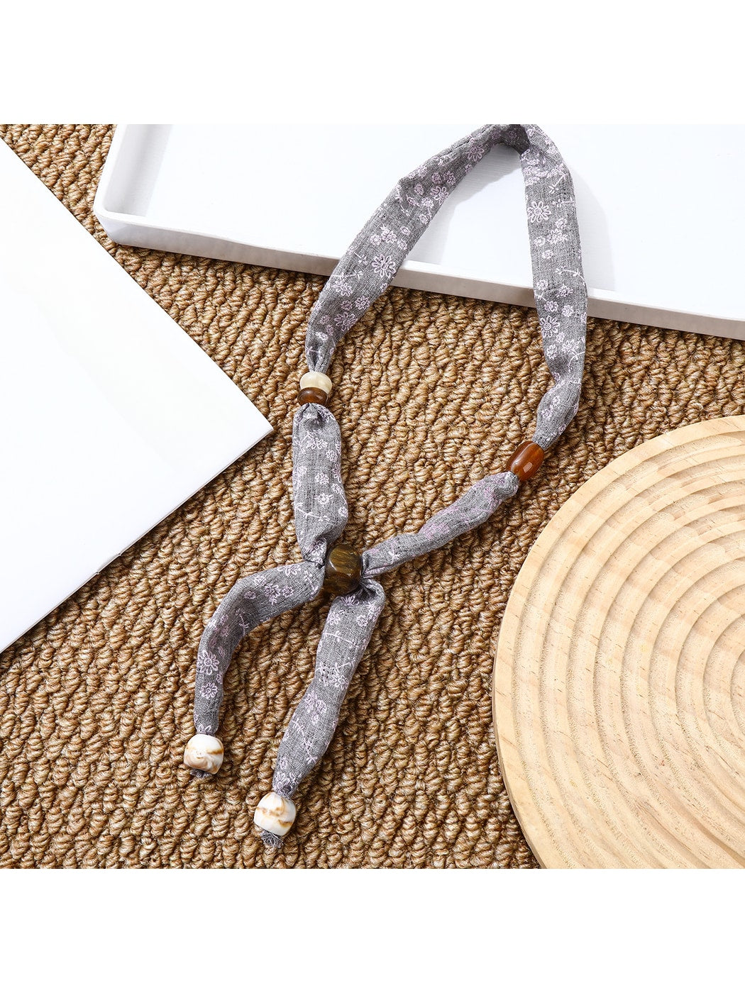 Scarvii - Decorative Long Beaded Fashion Narrow Scarf