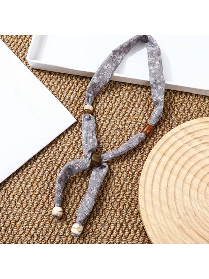 Scarvii - Decorative Long Beaded Fashion Narrow Scarf