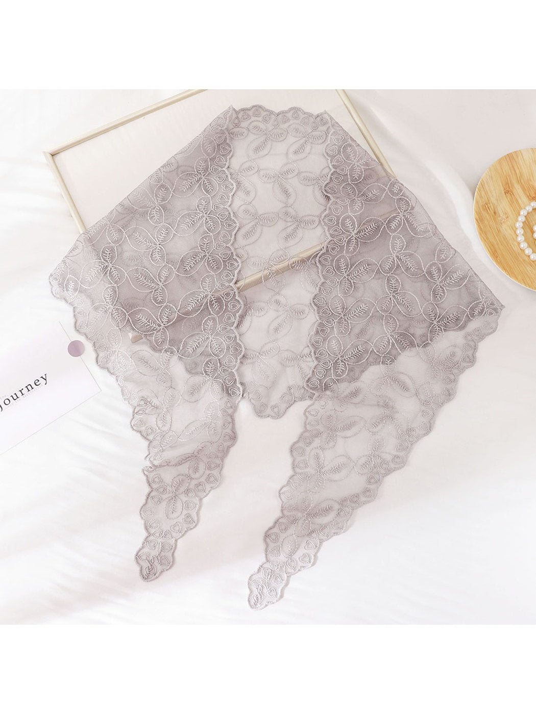 Scarvii - Embroidered Floral Lace Triangle Bandana