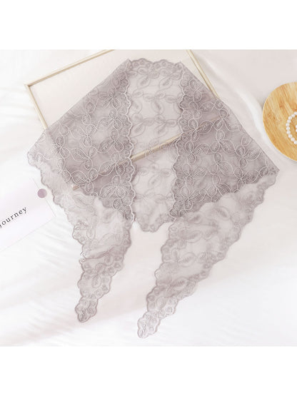 Scarvii - Embroidered Floral Lace Triangle Bandana
