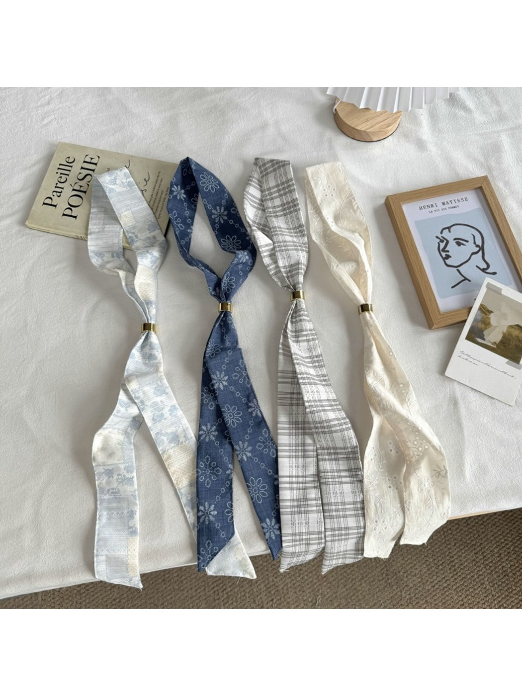 Scarvii - Floral Print Long Narrow Neck Scarf