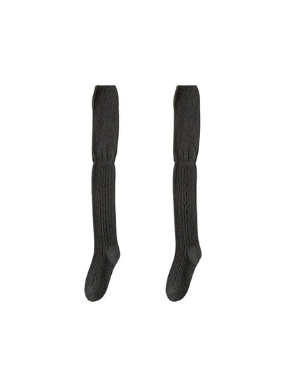 Rufia - Solid Color Textured Knee-High Socks