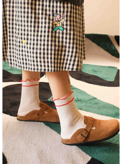 Rufia - Bow & Patchwork Lace Trim Ankle Socks