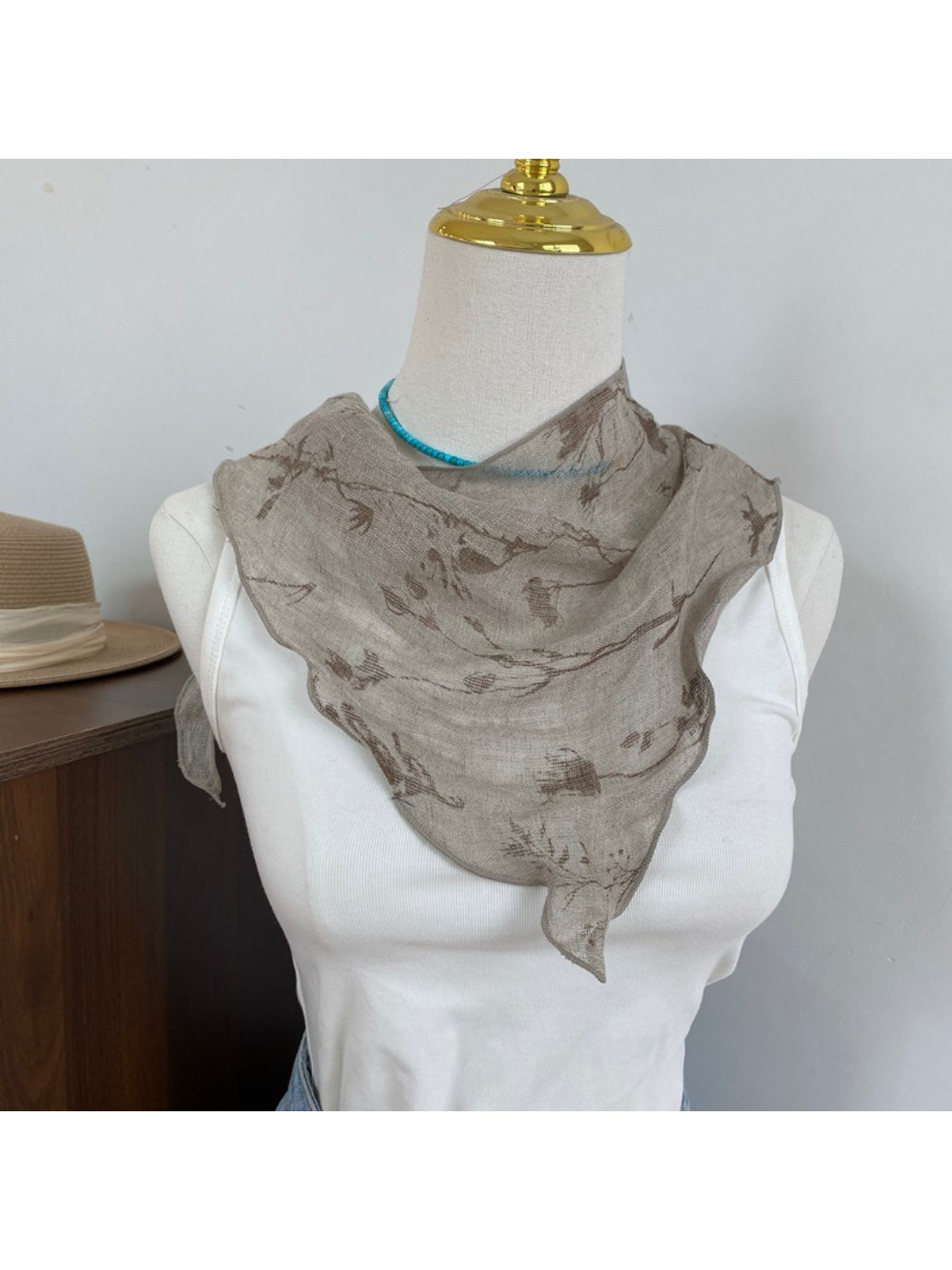 Scarvii Small Floral Print Triangle Scarf