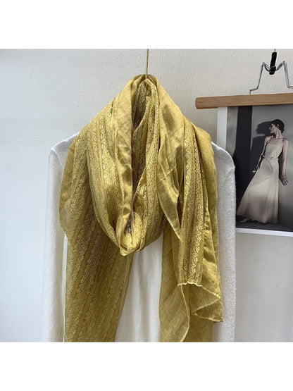 Scarvii - Lace Trim Solid Color Long Fashion Scarf