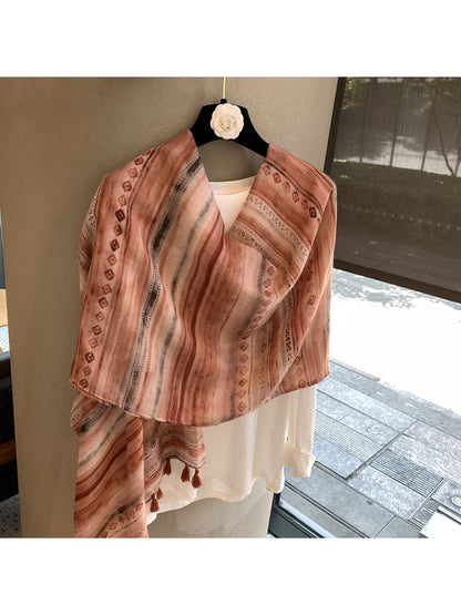 Scarvii - Bohemian Striped Tassel Shawl Scarf