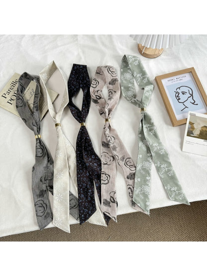 Scarvii - Printed Slim Tie Neck Fashion Necklace