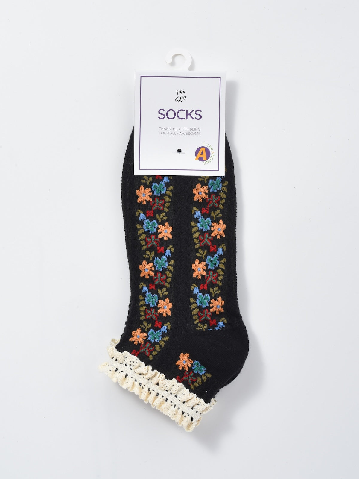 Rufia - Vintage Rolled Edge Floral Ankle Socks