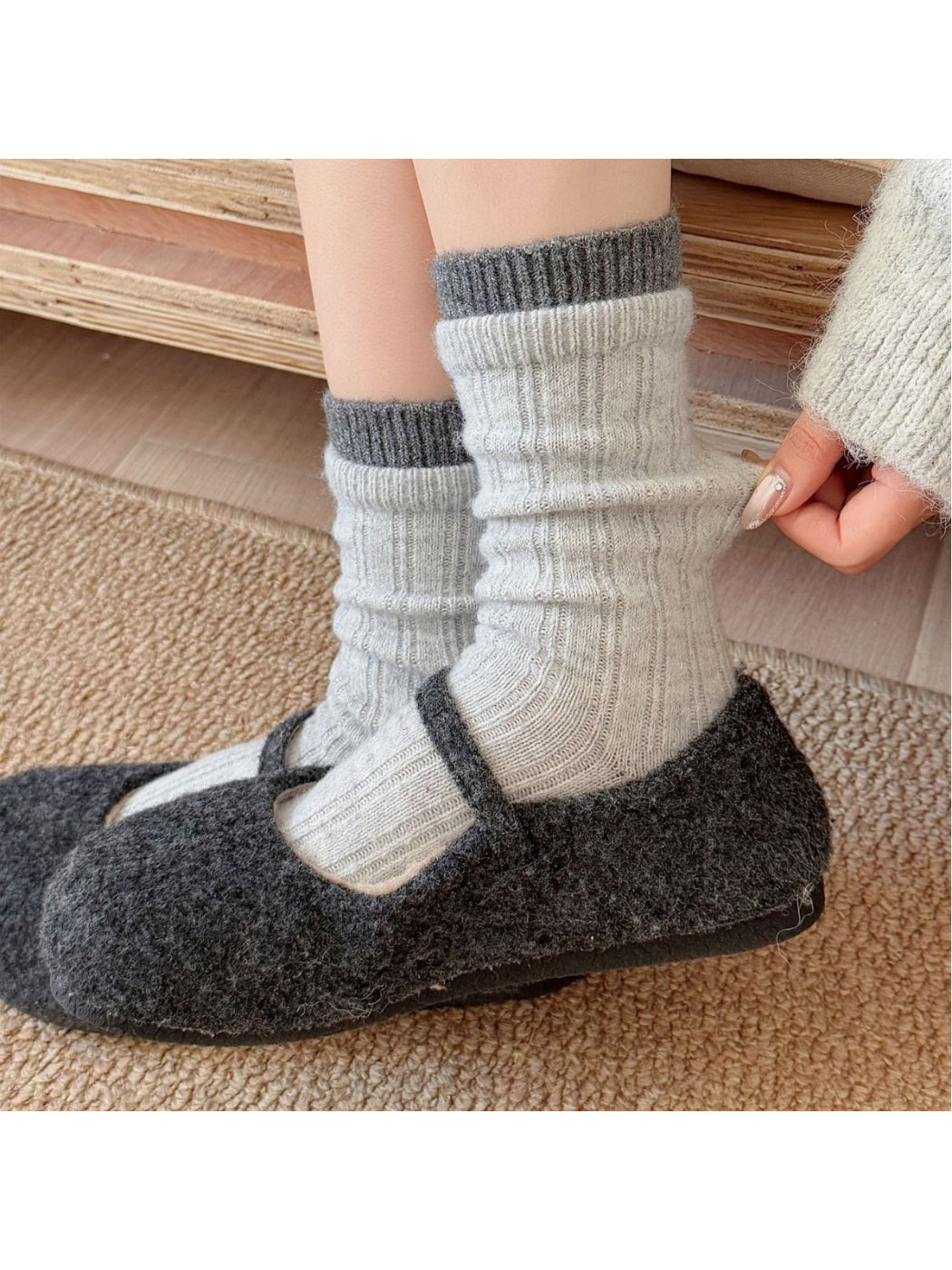 Rufia - Cozy Solid Ribbed Crew Socks