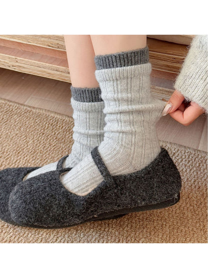 Rufia - Cozy Solid Ribbed Crew Socks