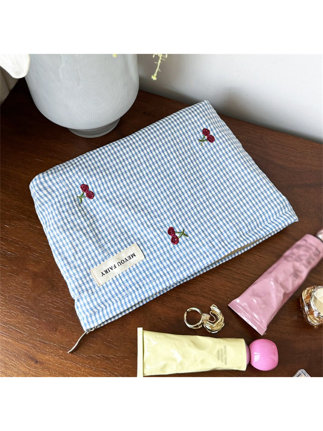 Cosbai - Cherry Embroidered Makeup Pouch - image 4