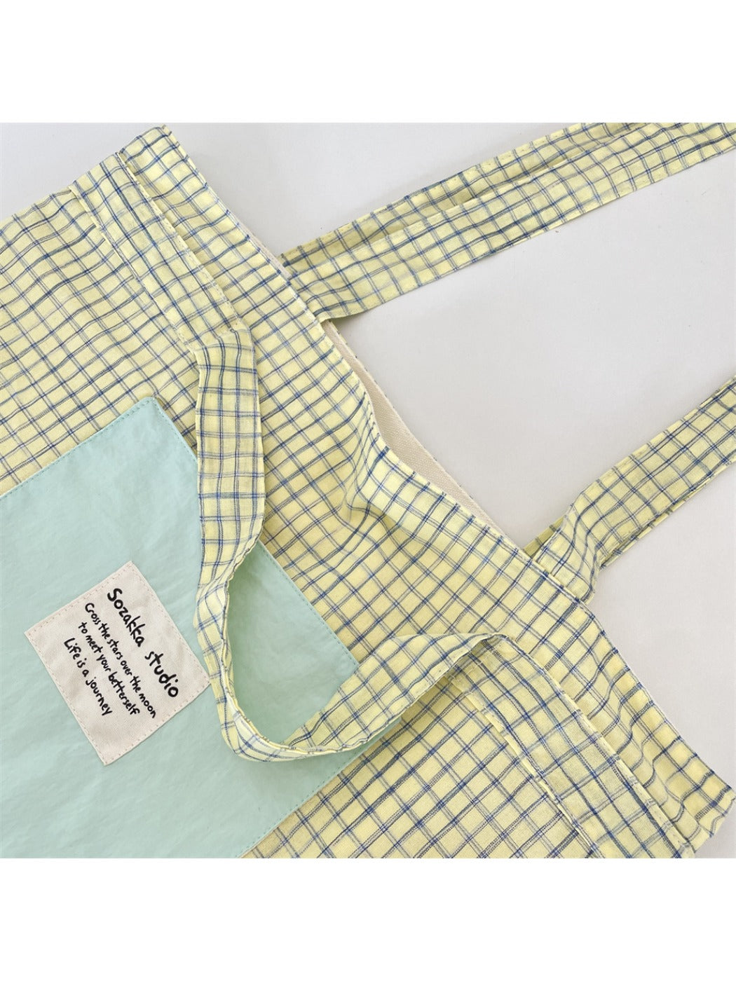 Cosbai - Patchwork Plaid Tote Bag & Shoulder Bag